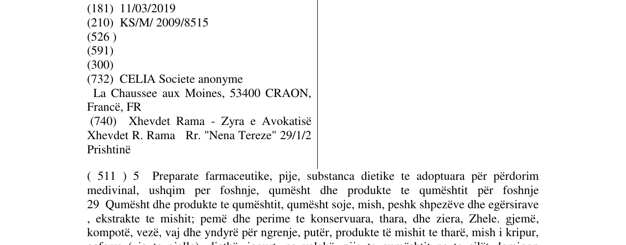 Zëri i markës CELIA në buletin