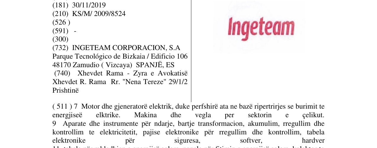 Zëri i markës Ingeteam në buletin