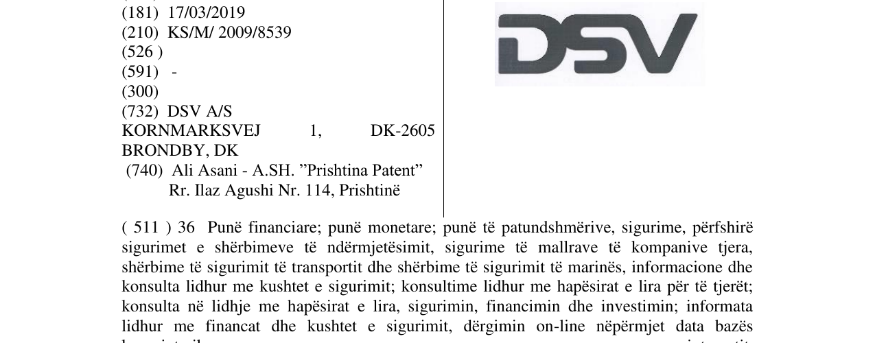 Zëri i markës DSV në buletin