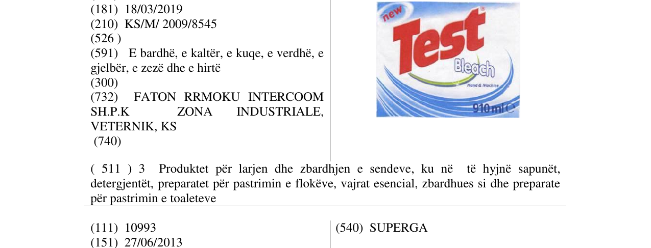 Zëri i markës Test në buletin