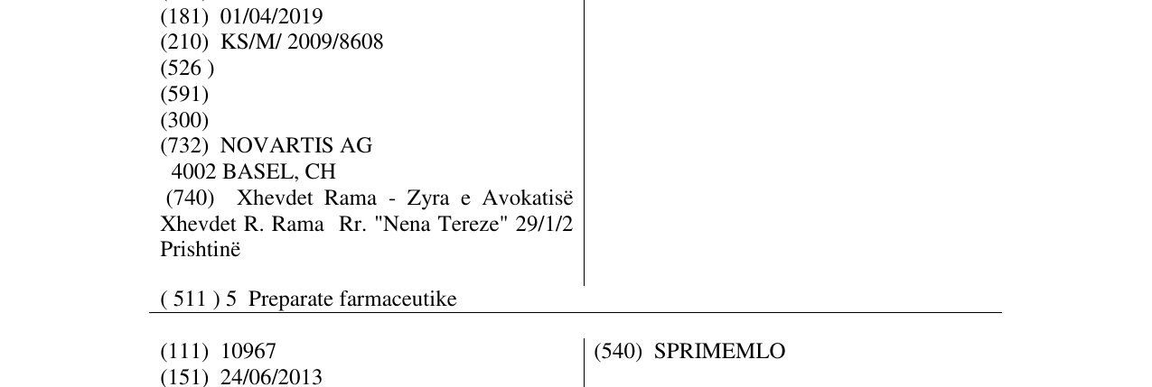 Zëri i markës RIPRAZEMLO në buletin