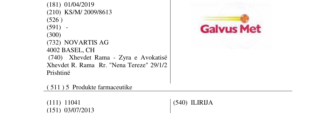 Zëri i markës Galvus Met në buletin