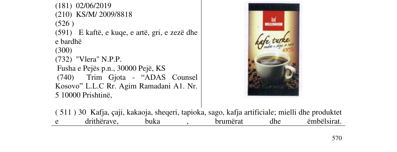 Zëri i markës kafe turke në buletin