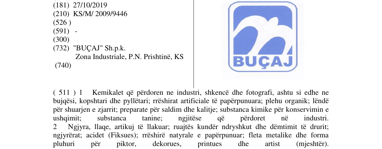 Zëri i markës BUÇAJ në buletin