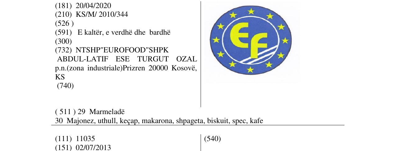 La voce del marchio EF nel bollettino