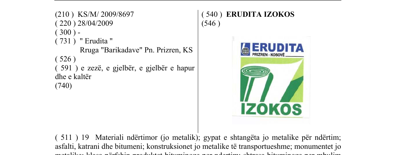 Zëri i markës ERUDITA IZOKOS në buletin