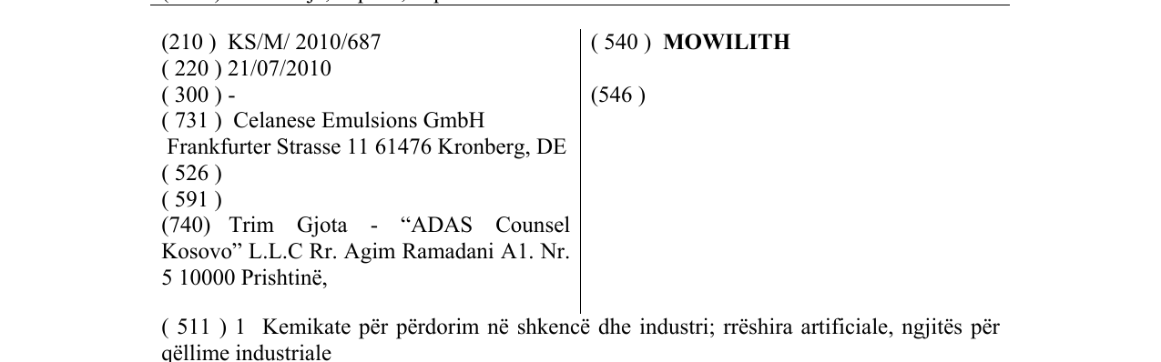 Zëri i markës MOWILITH në buletin