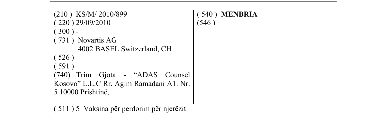 Zëri i markës MENBRIA në buletin