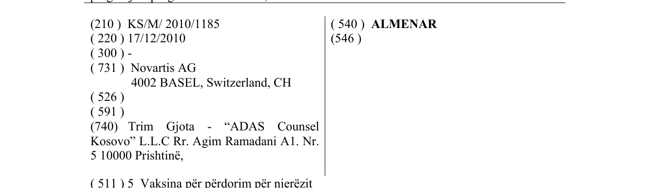 Zëri i markës ALMENAR në buletin