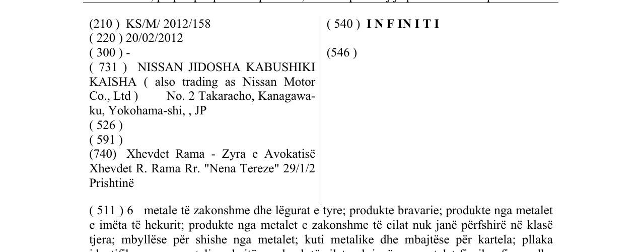 Zëri i markës I N F IN I T I në buletin