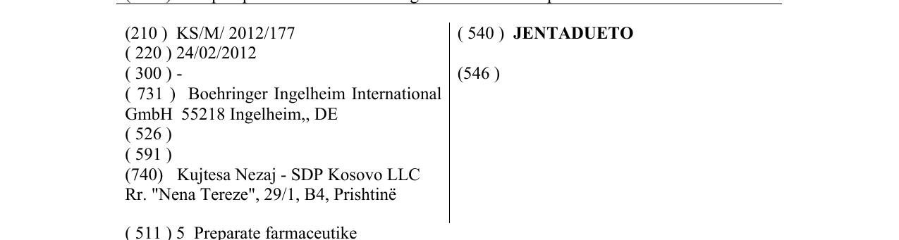 Zëri i markës JENTADUETO në buletin