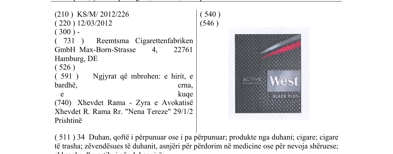 Zëri i markës West në buletin