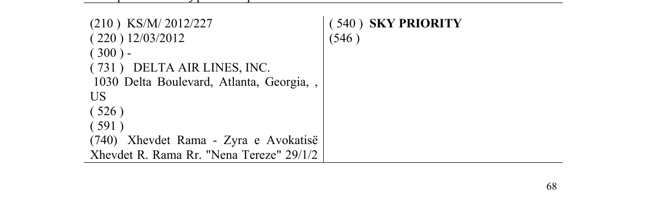 Zëri i markës SKY PRIORITY në buletin