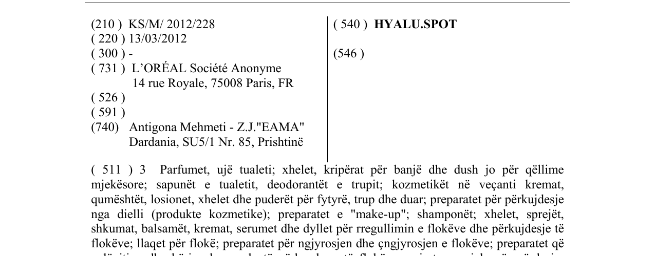 Zëri i markës HYALU.SPOT në buletin