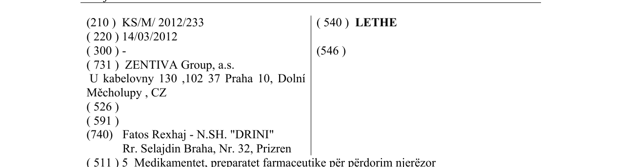 Zëri i markës LETHE në buletin