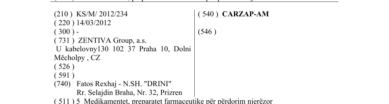 Zëri i markës CARZAP-AM në buletin