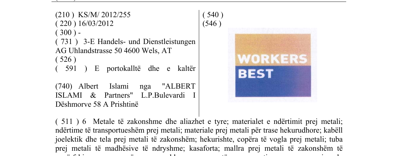 Zëri i markës WORKERS BEST në buletin