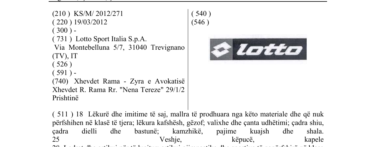Zëri i markës lotto në buletin