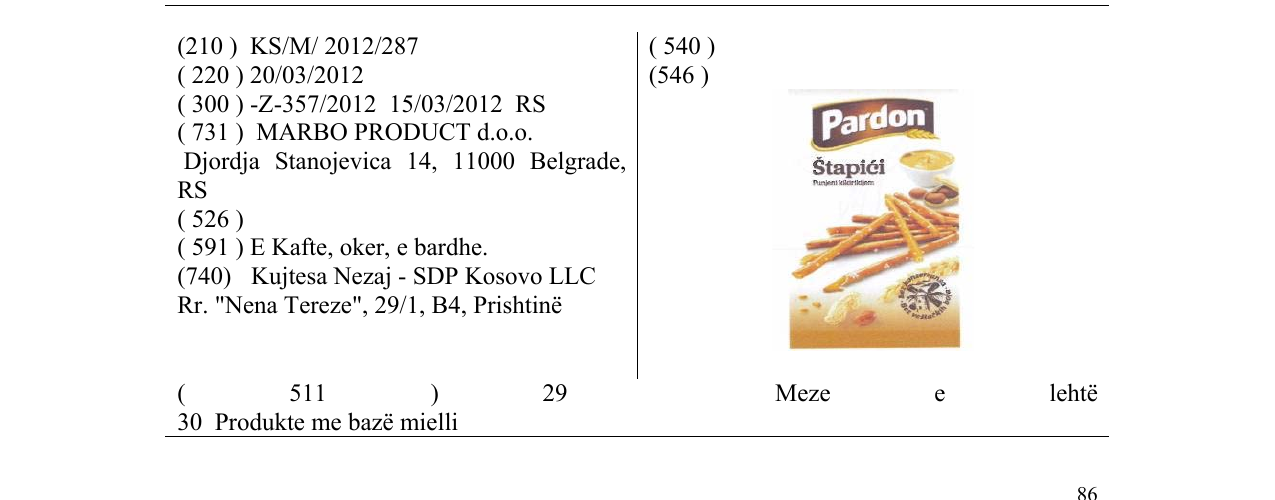 Zëri i markës Pardon Štapići në buletin