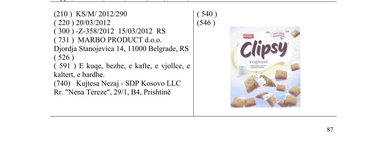 Zëri i markës Clipsy Yoghurt në buletin