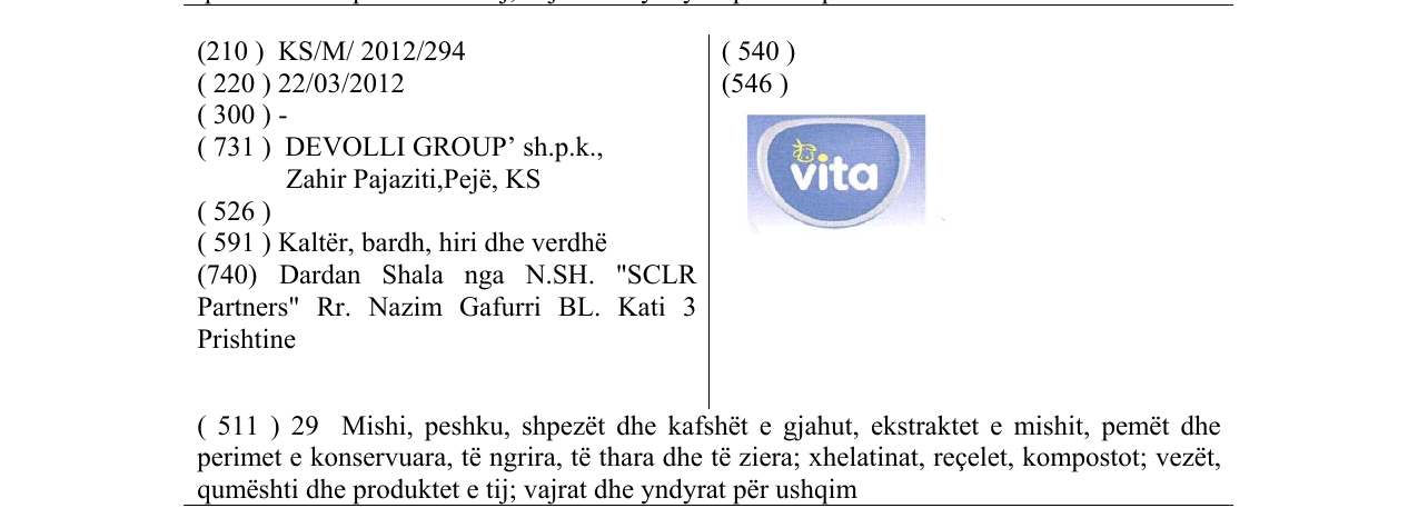 Zëri i markës vita në buletin