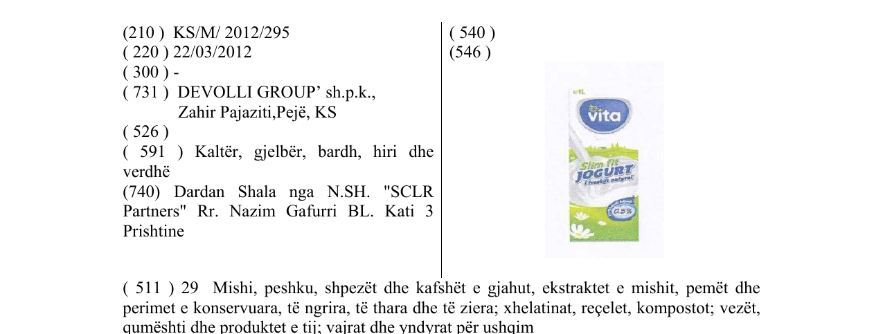 Zëri i markës vita jogurt në buletin