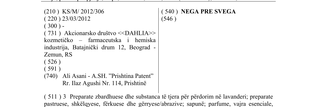 Zëri i markës NEGA PRE SVEGA në buletin