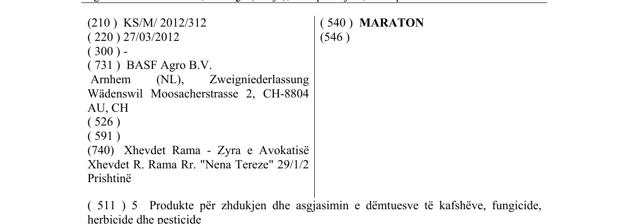 Zëri i markës MARATON në buletin