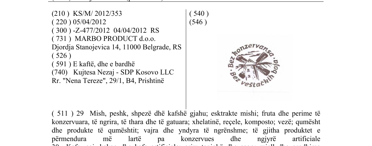Zëri i markës Bez konzervansa në buletin