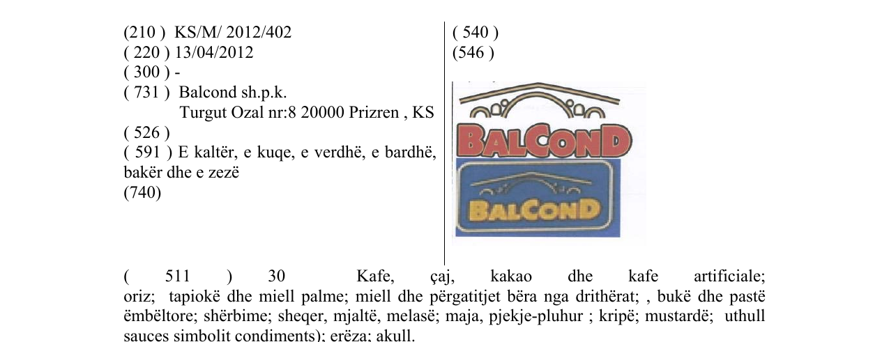 Zëri i markës BALCOND në buletin