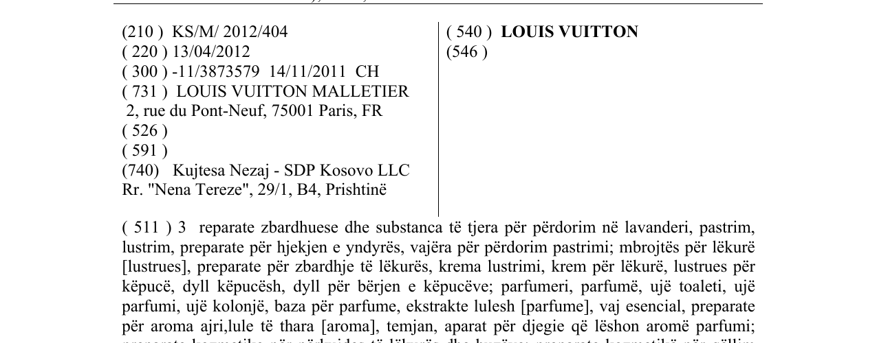 Zëri i markës LOUIS VUITTON në buletin