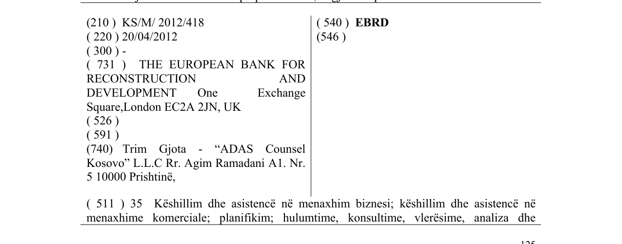Zëri i markës EBRD në buletin