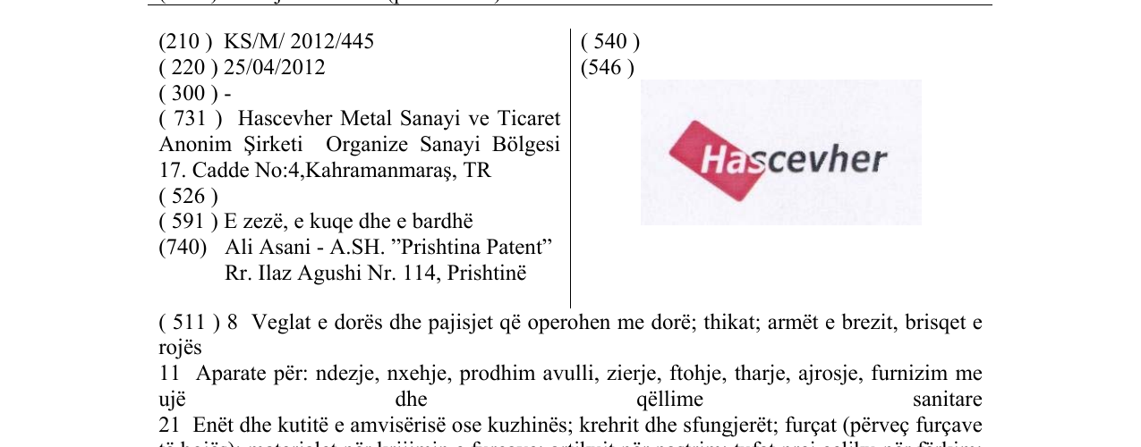 Zëri i markës Hascevher në buletin