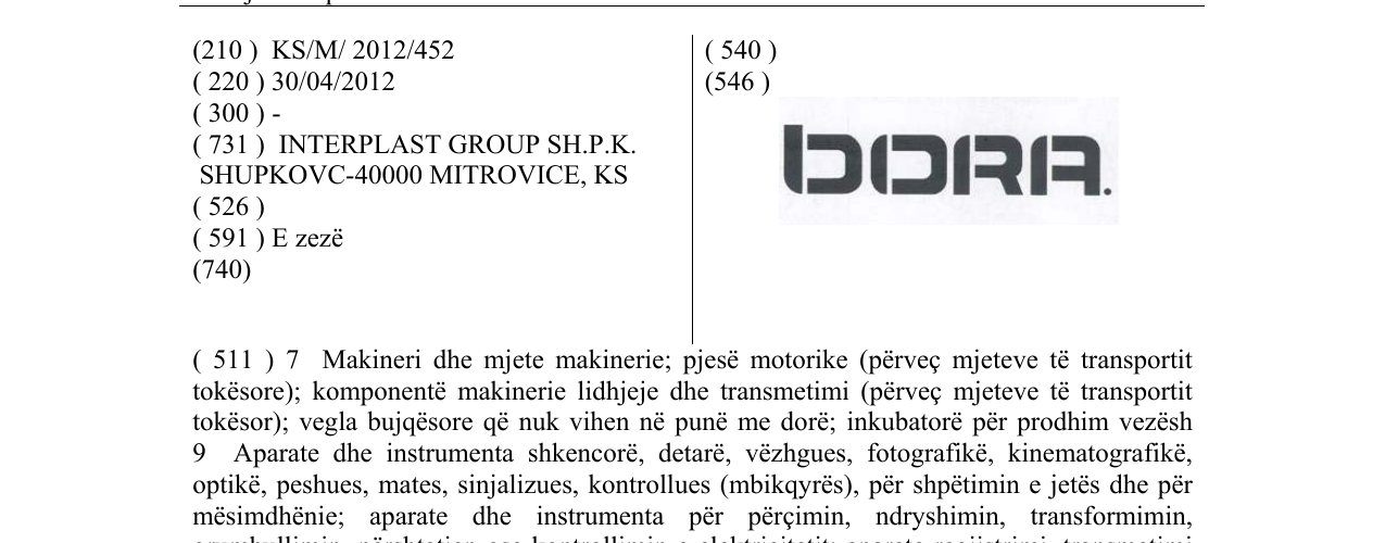 Zëri i markës bora. në buletin