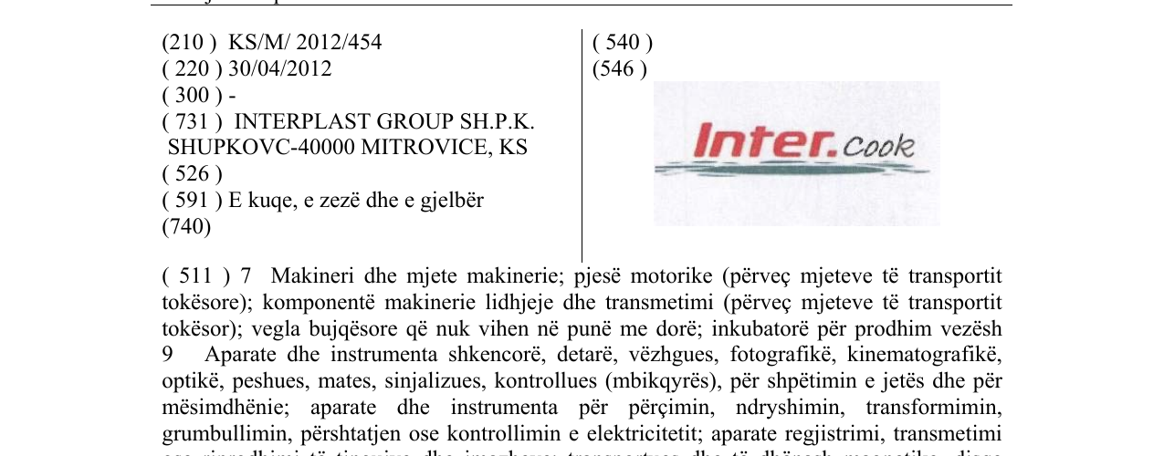 Zëri i markës Inter.cook në buletin