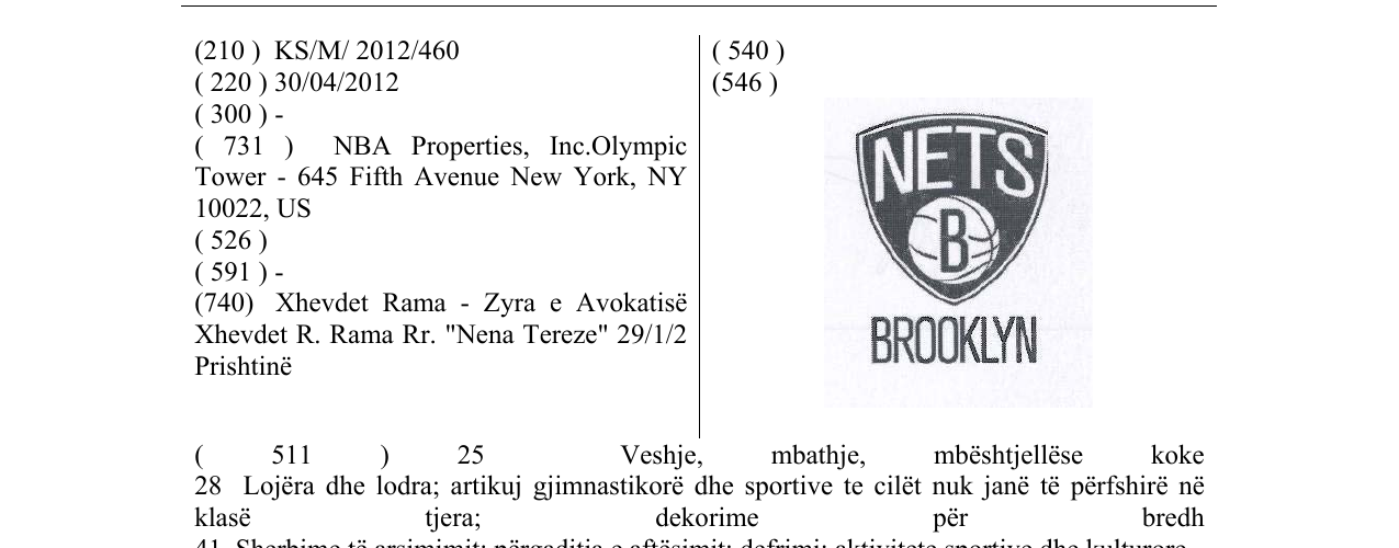 Zëri i markës NETS B BROOKLYN në buletin