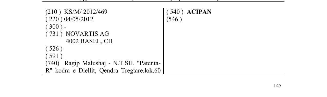 Zëri i markës ACIPAN në buletin