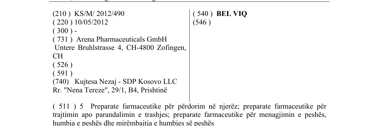 Zëri i markës BEL VIQ në buletin