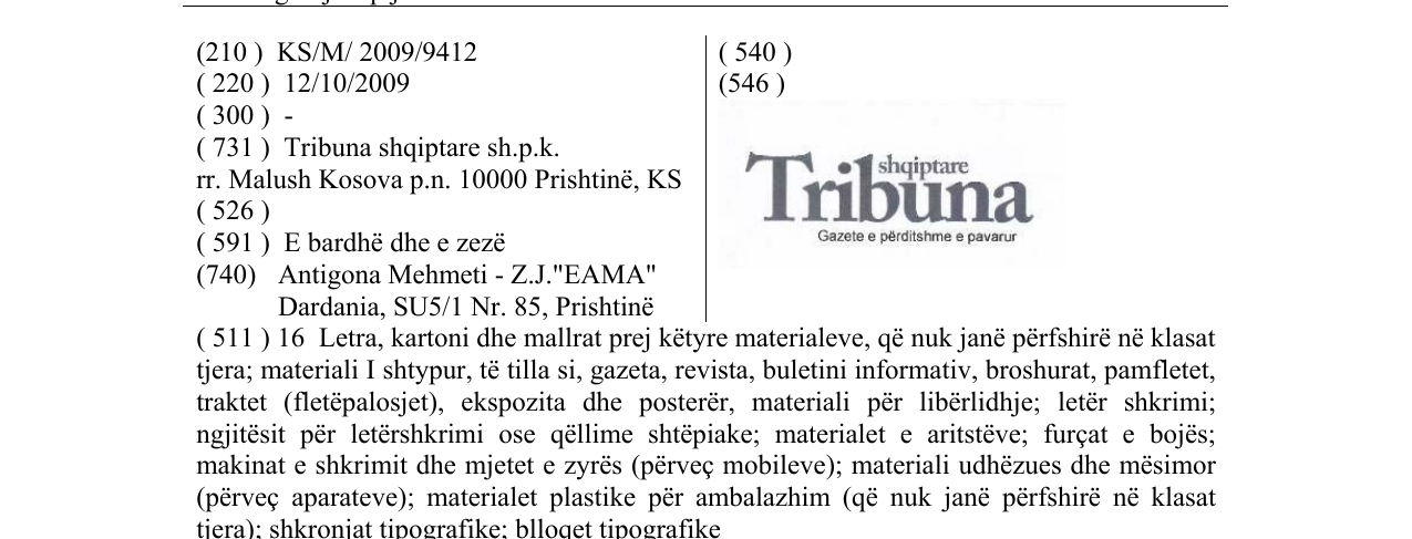 Zëri i markës Tribuna shqiptare në buletin