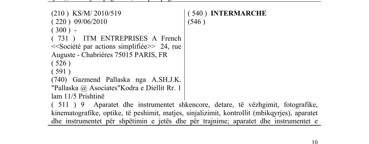 Zëri i markës INTERMARCHE në buletin