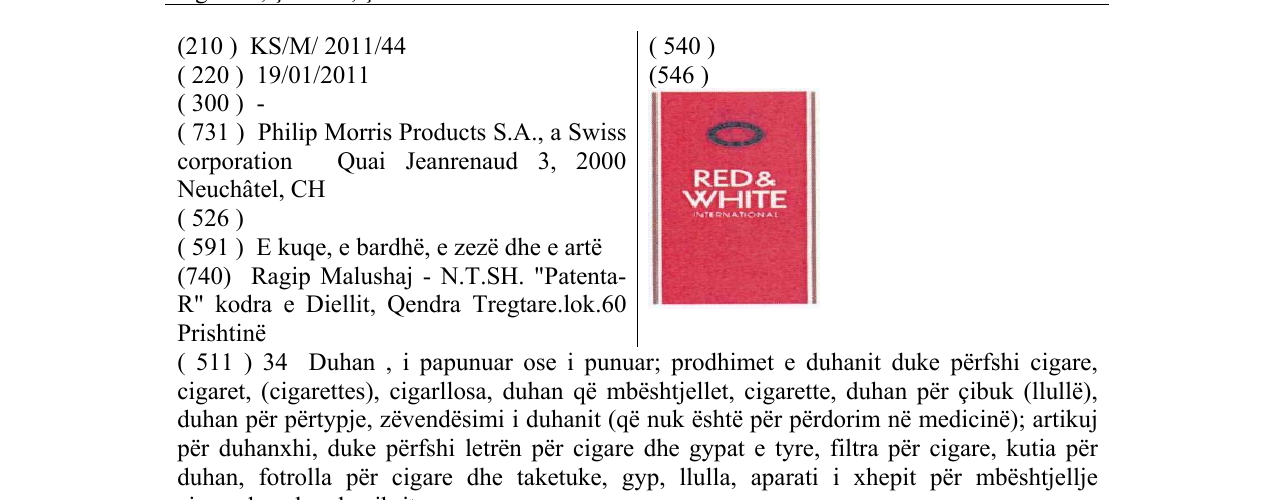 Zëri i markës RED & WHITE në buletin