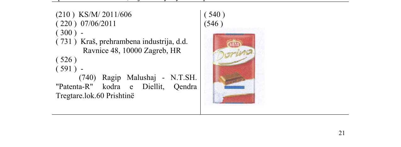 Zëri i markës Dorina në buletin