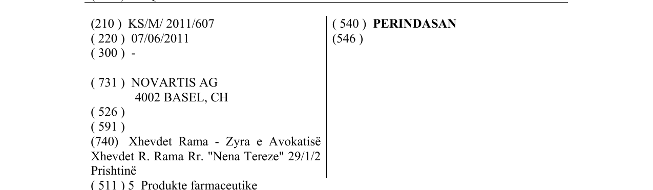Zëri i markës PERINDASAN në buletin