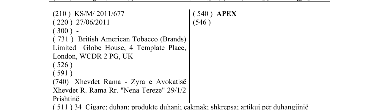 Zëri i markës APEX në buletin