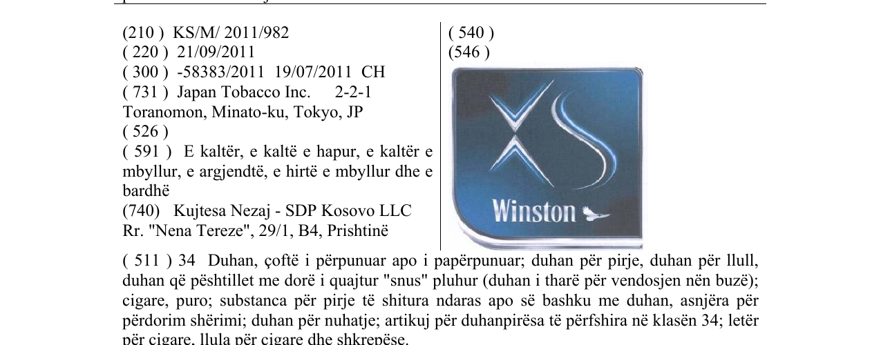 Zëri i markës Winston në buletin