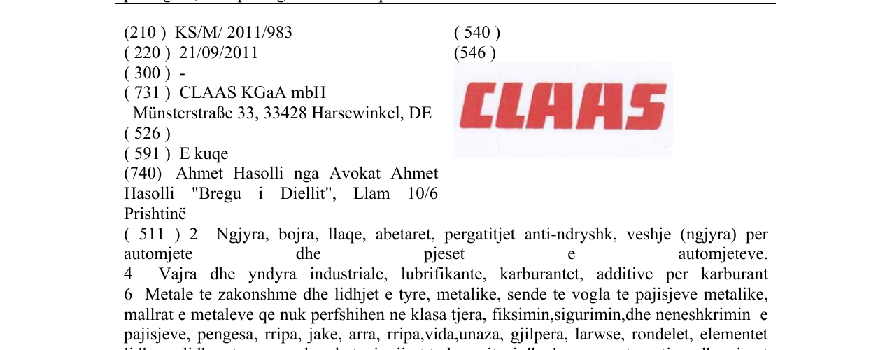 Zëri i markës CLAAS në buletin