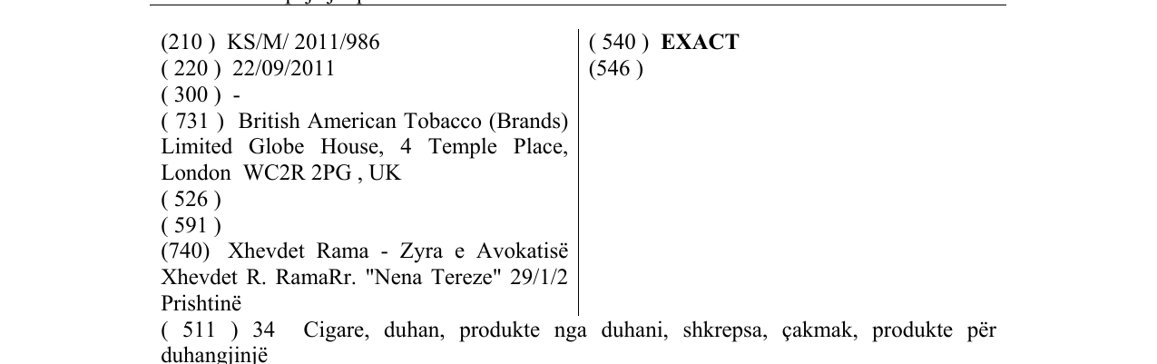Zëri i markës EXACT në buletin