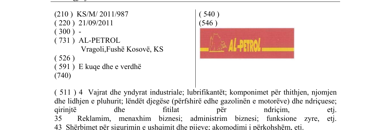Zëri i markës AL-PETROL në buletin