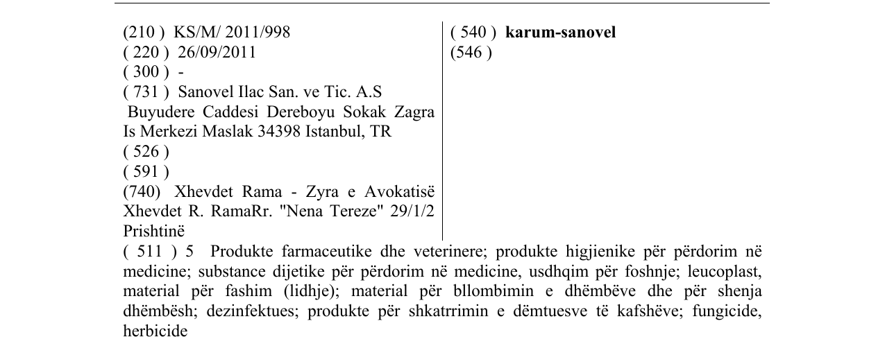 Zëri i markës karum-sanovel në buletin