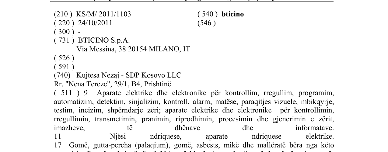 Zëri i markës bticino në buletin